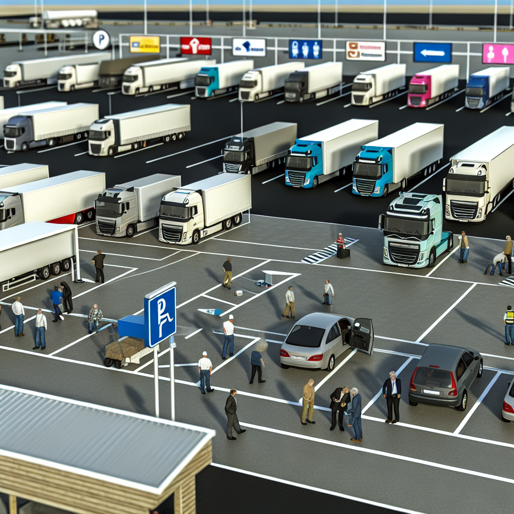 busy truck parking area