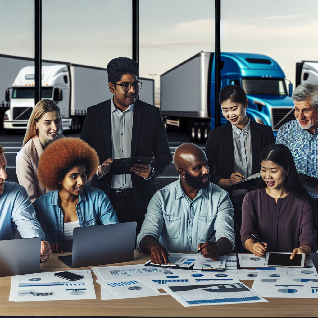 A diverse fleet management team collaborating on a project