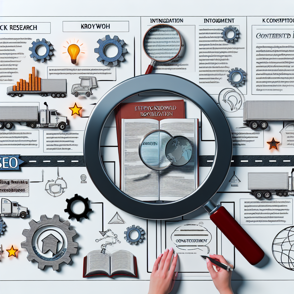 A visual representation of effective keyword optimization strategies for a blog article in the trucking industry.