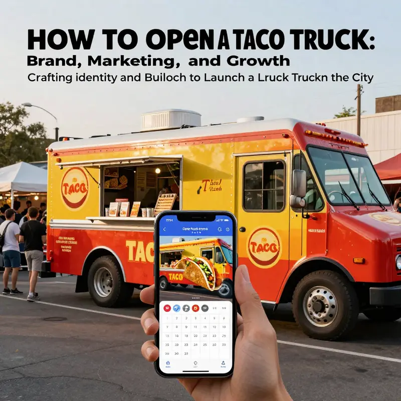 A planning session for launching a taco truck, with permits, business plan, and location strategy on display.