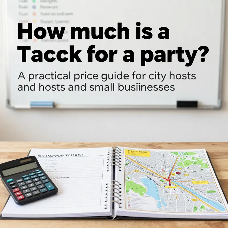 New, used, and rental taco trucks lined up at a city event, illustrating price ranges for party catering.