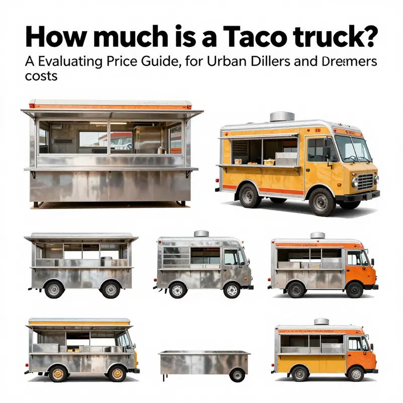 Price bands for new vs used taco trucks displayed with urban context.