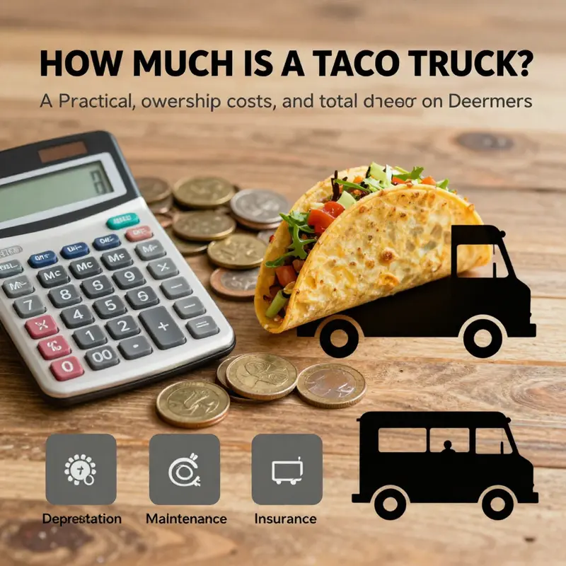 Price bands for new vs used taco trucks displayed with urban context.