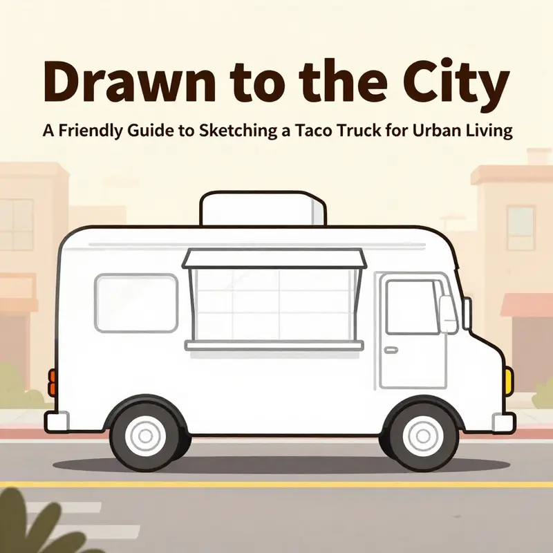 Sketch focusing on the truck’s main body and roof, establishing proportion and perspective.
