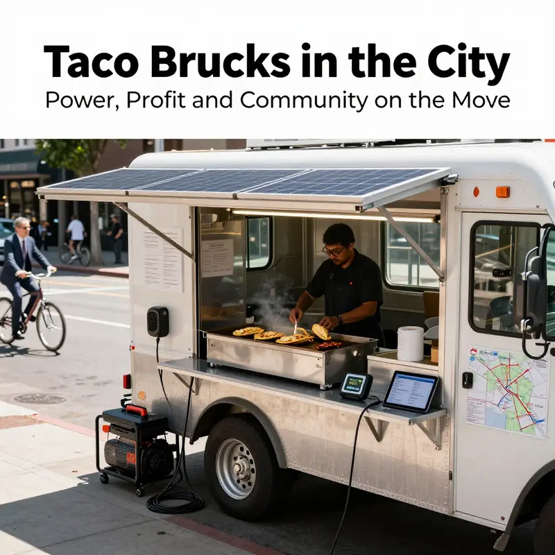 Power, gear, and routes: the tech backbone that keeps a taco truck moving and responsive to commuters.