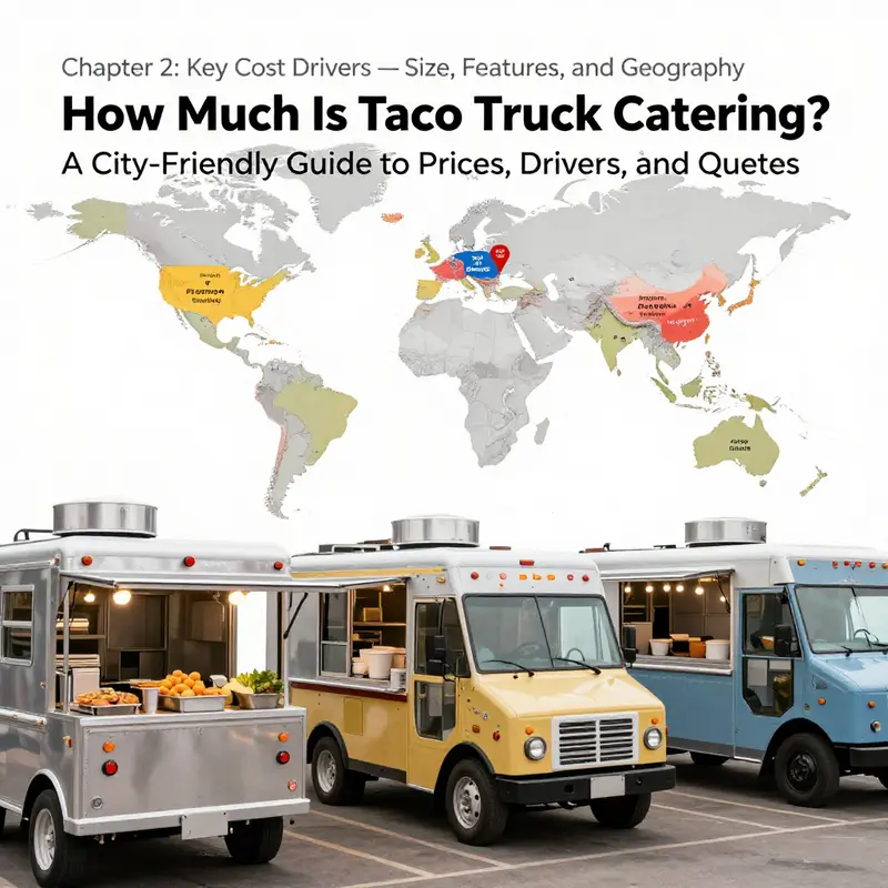 Market segments show up as three distinct taco truck options with clear price bands.