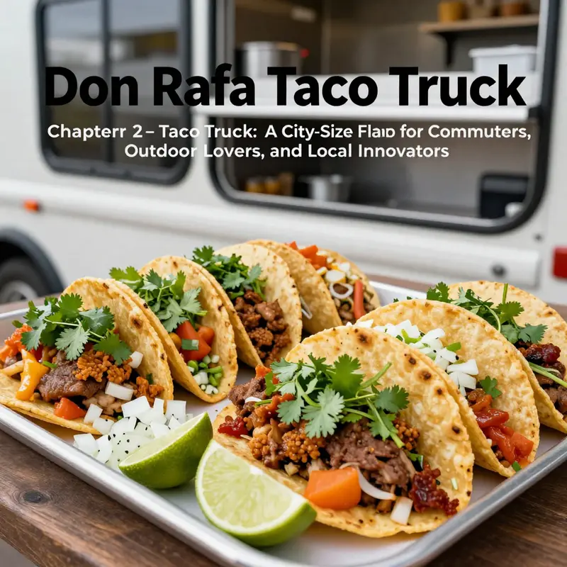 Don Rafa Taco Truck at its Stockton location with ample seating and a welcoming queue.