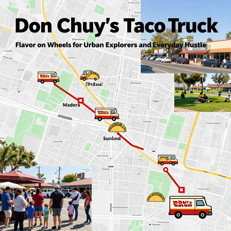 Don Chuy’s Taco Truck serves hot, authentic Mexican tacos to a mixed crowd in an urban morning lineup.