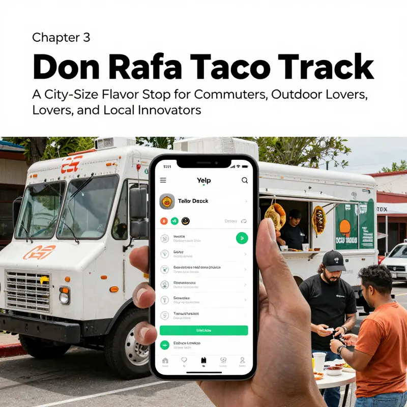 Don Rafa Taco Truck at its Stockton location with ample seating and a welcoming queue.