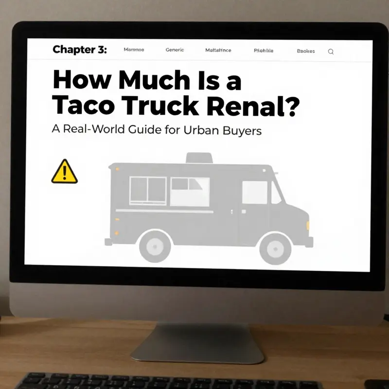 Depicts the gap between taco truck rental costs and standard pickup pricing.