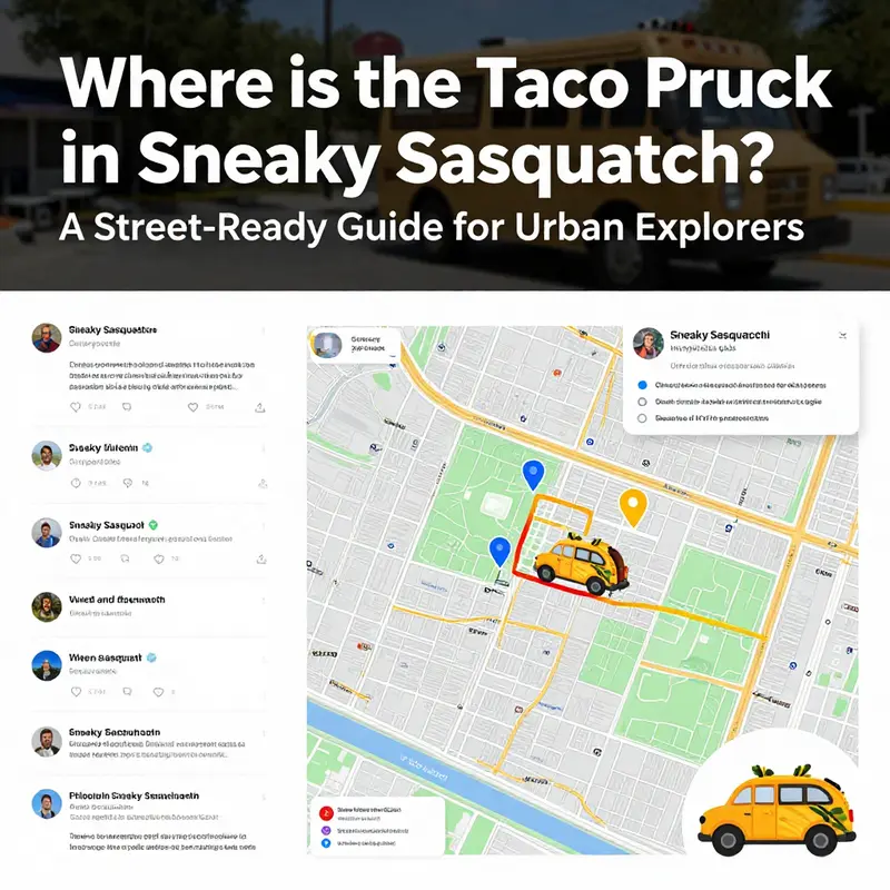 The taco truck sits on Main Street, squarely between Hometown Hardware and Burger Barn, establishing the precise core location for players.
