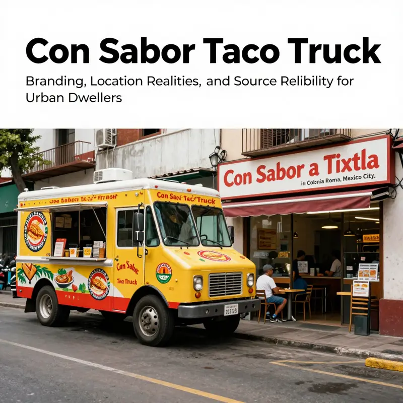 Branding confusion between a taco truck and a fixed restaurant named with a similar phrase.