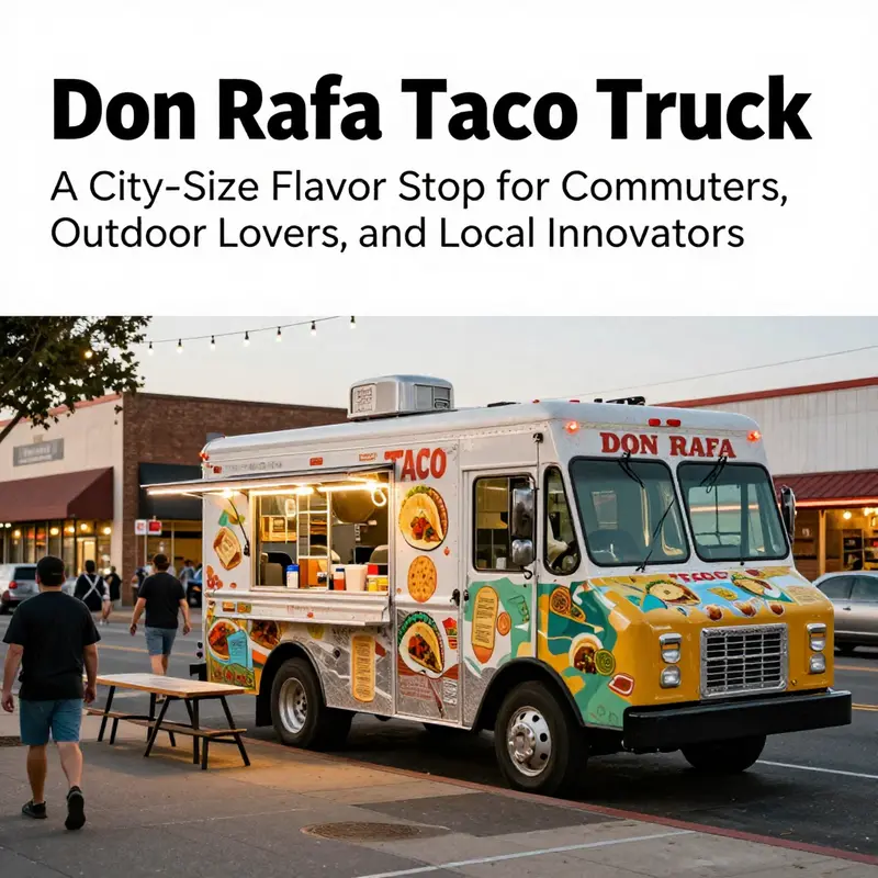 Cover image of Don Rafa Taco Truck on a Stockton street with seating area and active foot traffic.