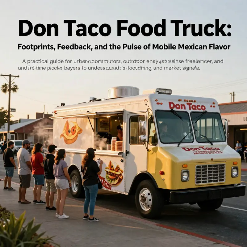 Golden-hour view of a Don Taco Food Truck in Somis, CA, attracting commuters and neighbors.