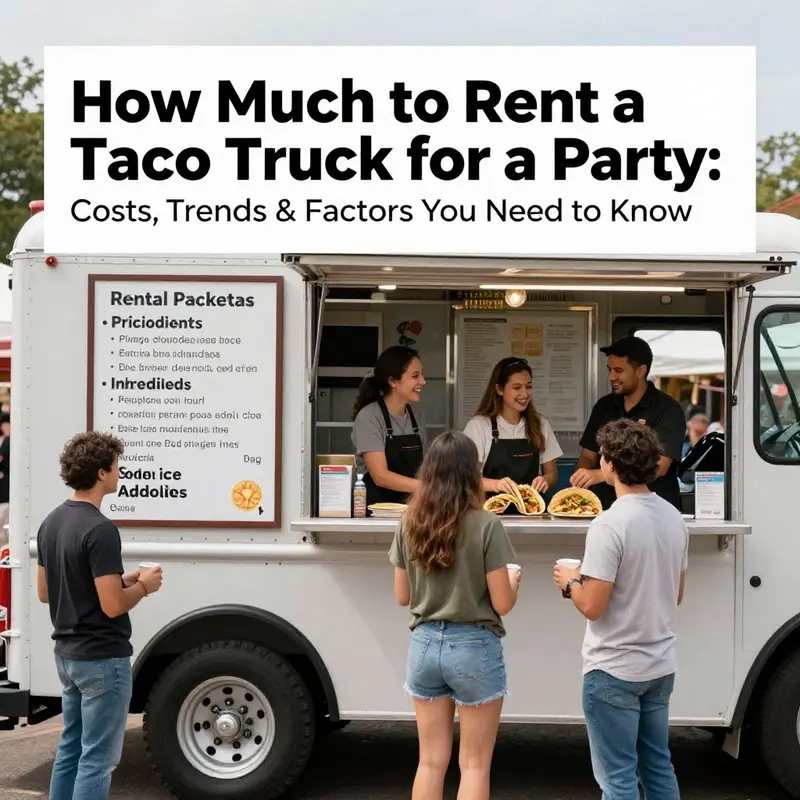 Modern taco truck with advanced equipment ready to serve party guests.