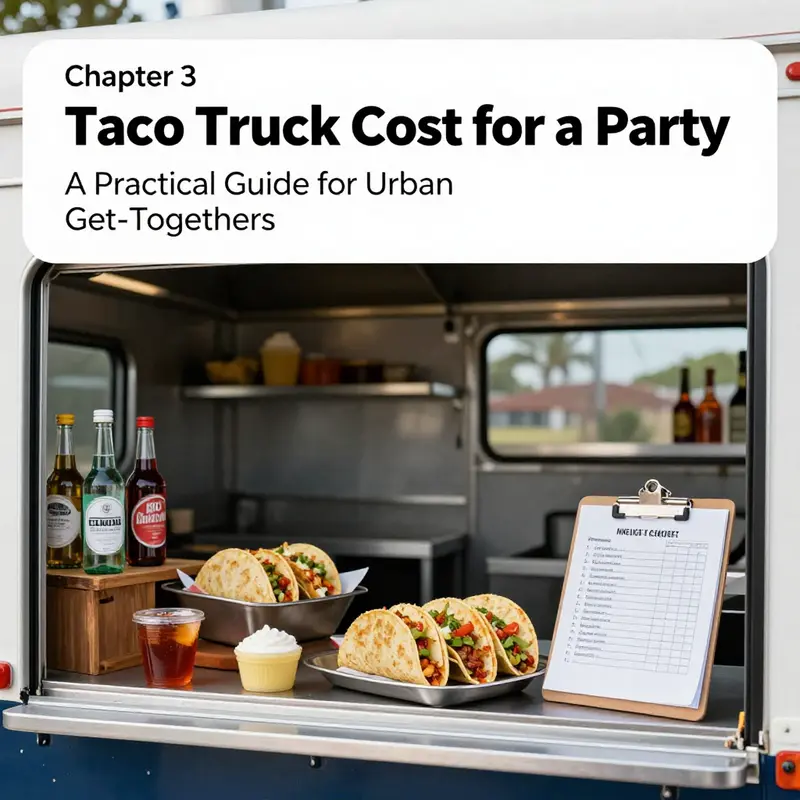 Baseline pricing and bundled inclusions for a standard taco truck party package.