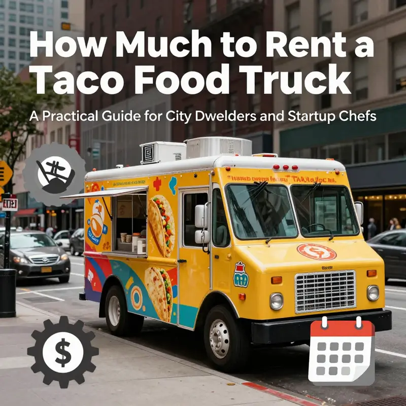 A taco truck in a city setting highlights how size, equipment, and term length shape rental quotes.