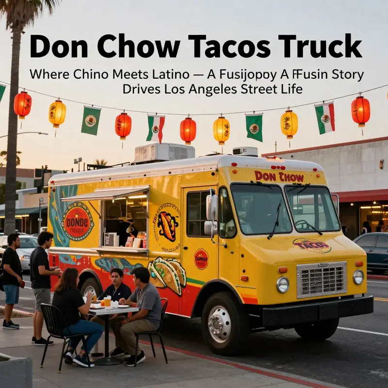 The Don Chow Tacos truck embodies its brand genesis and fusion philosophy in the LA street ecosystem.