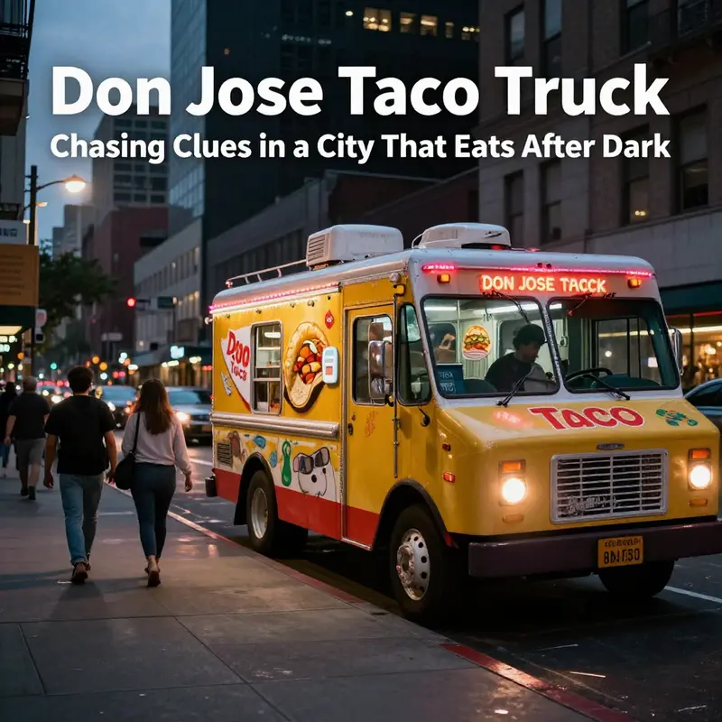 An urban street scene highlighting information gaps around Don Jose Taco Truck.