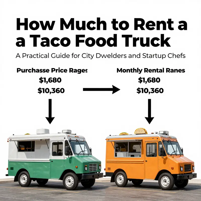 A taco truck in a city setting highlights how size, equipment, and term length shape rental quotes.