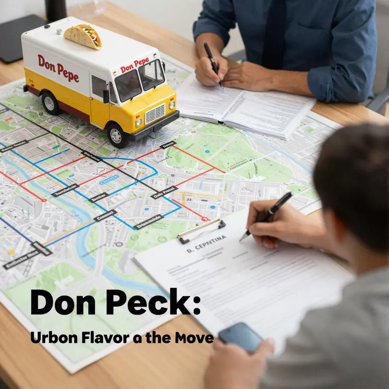 Don Pepe Taco Truck on a busy city corner shapes first impressions through branding and community buzz.