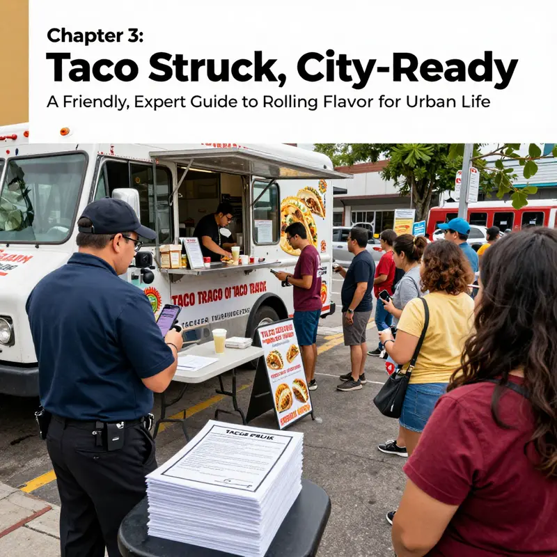 A strategic planning setup that connects concept, audience, and financials for a city-focused taco truck.