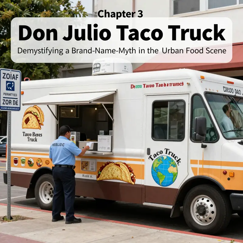 A high-tech, compliant mobile kitchen setup illustrating the technological backbone of mobile food service in an urban environment.