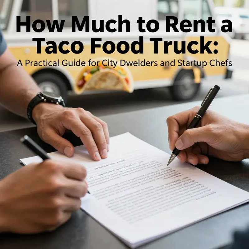 A taco truck in a city setting highlights how size, equipment, and term length shape rental quotes.