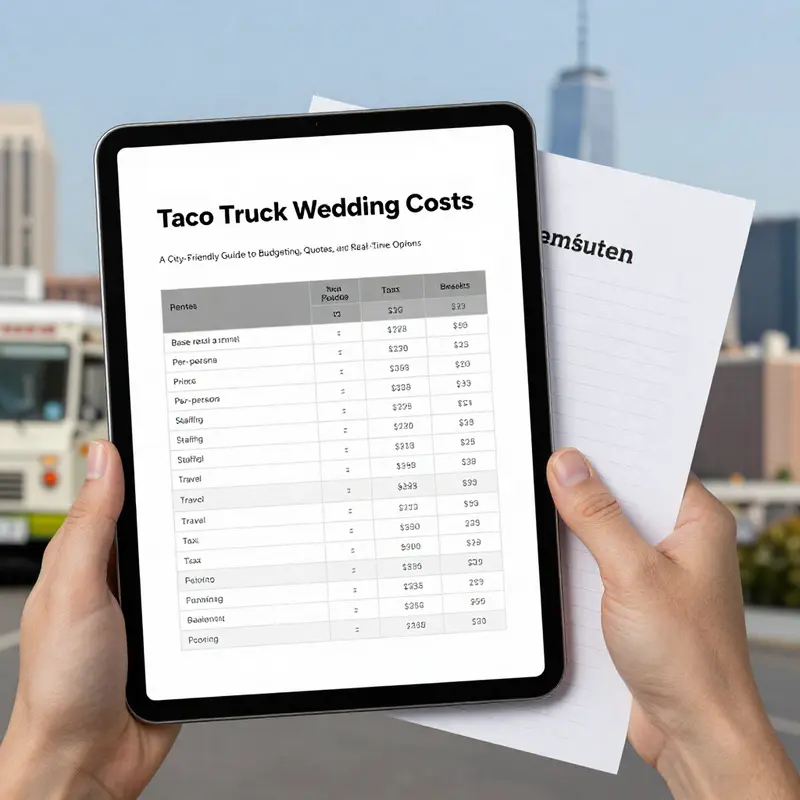 Baseline pricing ranges for full-day taco truck rentals at a city wedding.