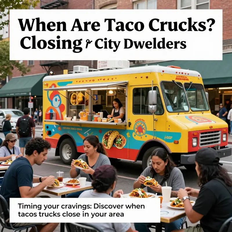 A colorful taco truck serving diverse customers in an urban setting, showcasing the excitement of outdoor, street food culture.