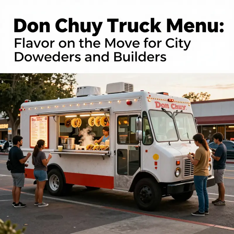 A street-side taco truck with a glowing menu and customers in line at sunset.