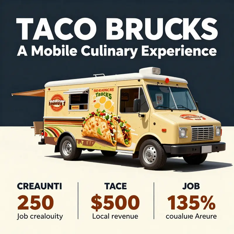 A lively taco truck showcasing diverse taco offerings, embodying the essence of urban culinary adventure.