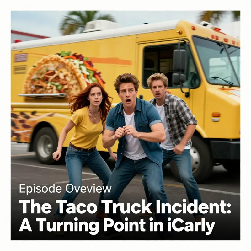 Carly and Freddie’s tense moment before the taco truck collide, showcasing a blend of comedy and heroism.