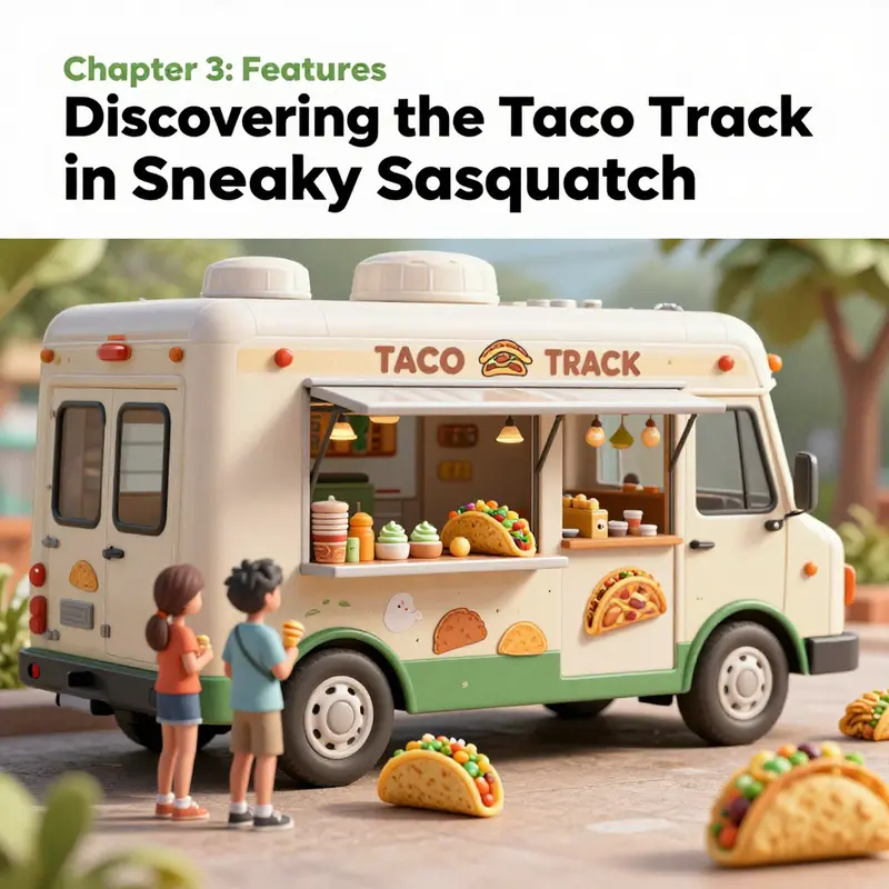 The Taco Truck at the heart of the campground, inviting players in for delicious food and adventurous quests.