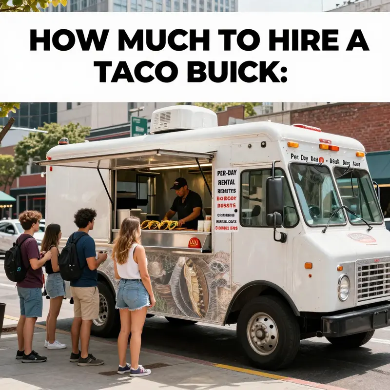 Urban taco truck in action, illustrating typical per-day rental costs for events.
