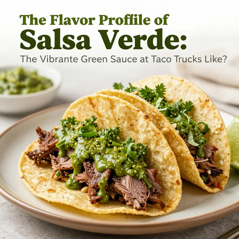 A tantalizing display of vibrant taco truck dishes adorned with fresh salsa verde.