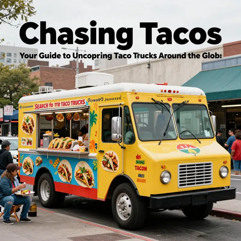 Explore the bustling urban landscape where taco trucks serve hundreds of hungry customers.