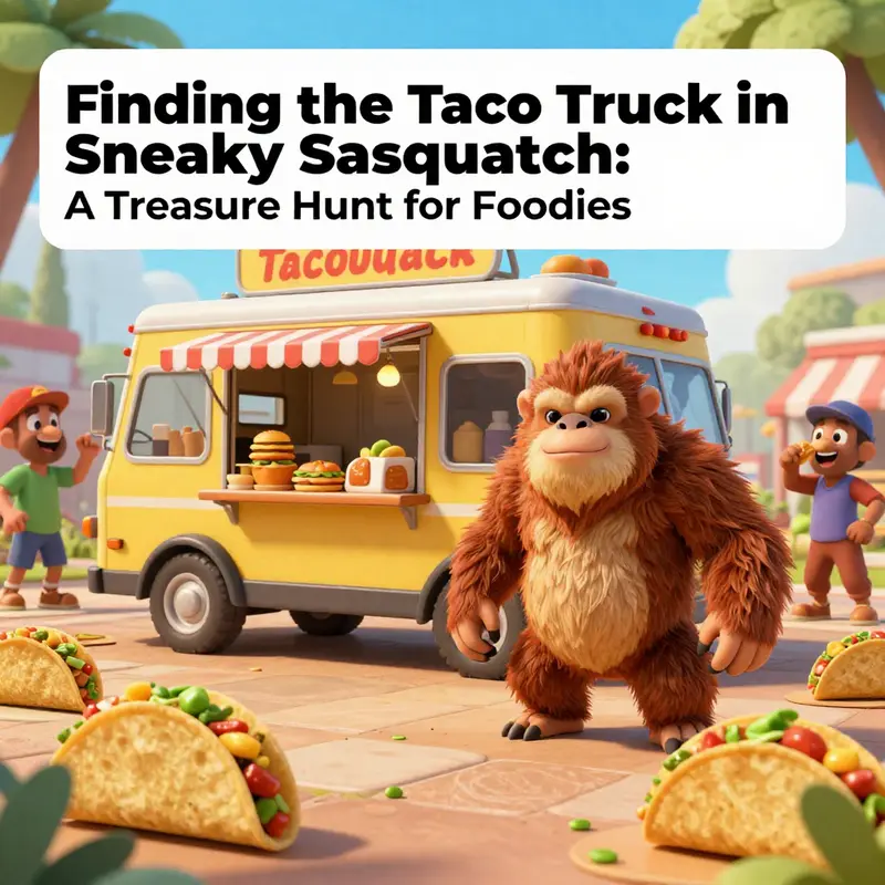 The exact location of the taco truck in Sneaky Sasquatch, nestled by the riverside.