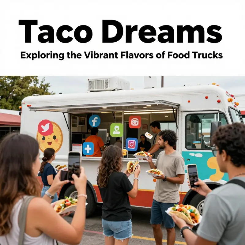 A vibrant taco food truck beats bustling city vibes, showcasing a diverse menu that reflects local flavors.