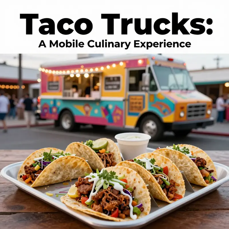 A vibrant taco platter with assorted tacos set against a festive outdoor backdrop.