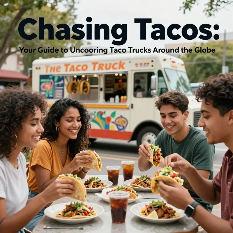 Explore the bustling urban landscape where taco trucks serve hundreds of hungry customers.