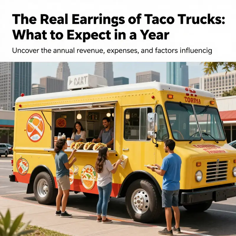 A taco truck serving delicious food to happy customers with a city skyline backdrop, representing the essence of taco trucks.