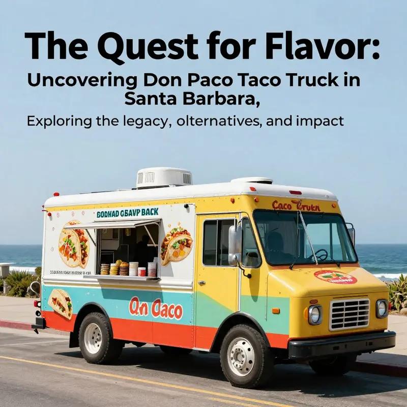 A taco truck alongside the beautiful coastline of Santa Barbara, showcasing the city's culinary scene.