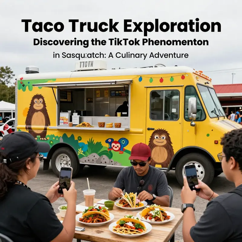 The lively taco truck scene in Sasquatch, inspired by TikTok’s vibrant food culture.