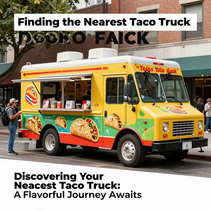 A taco truck bustling with patrons, serving delicious tacos in an urban environment.