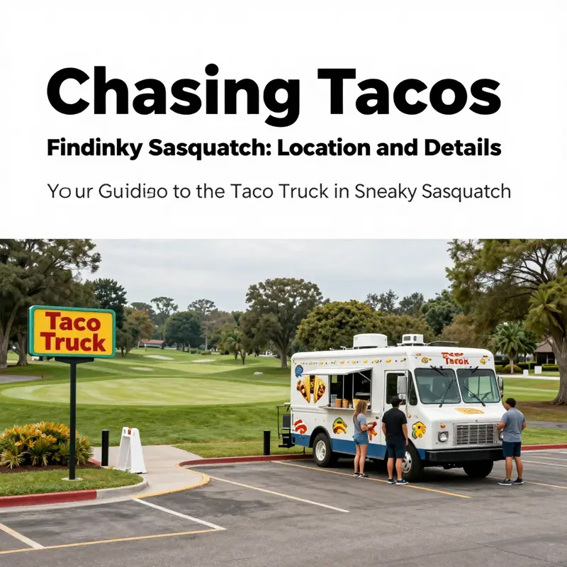 The vibrant taco truck located by the golf course, inviting players to stop and enjoy some delicious tacos.