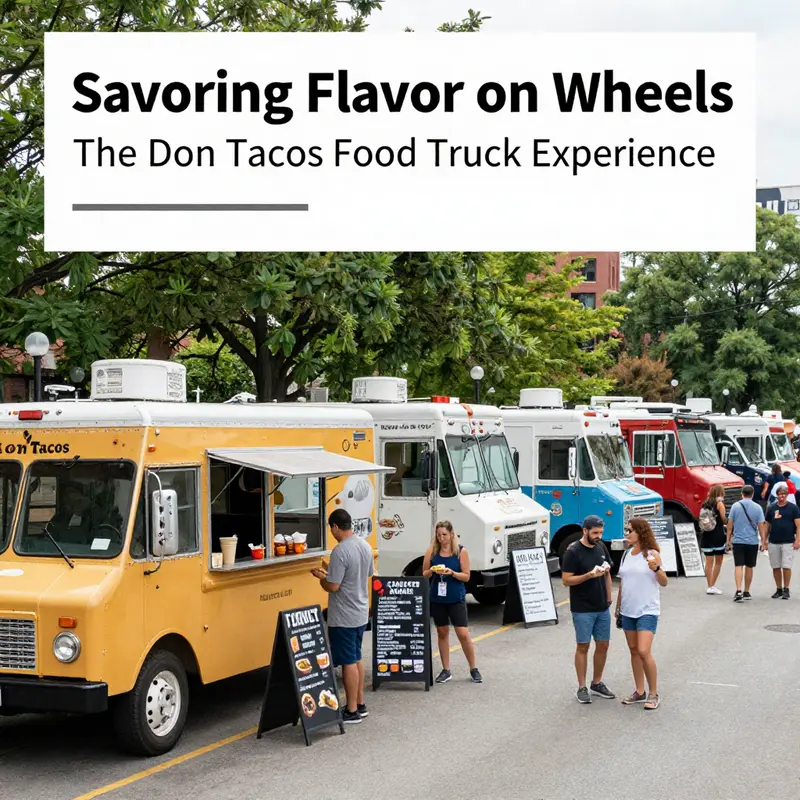 The bustling vibe of Don Taco’s food truck showcasing its vibrant colors and enticing menu.