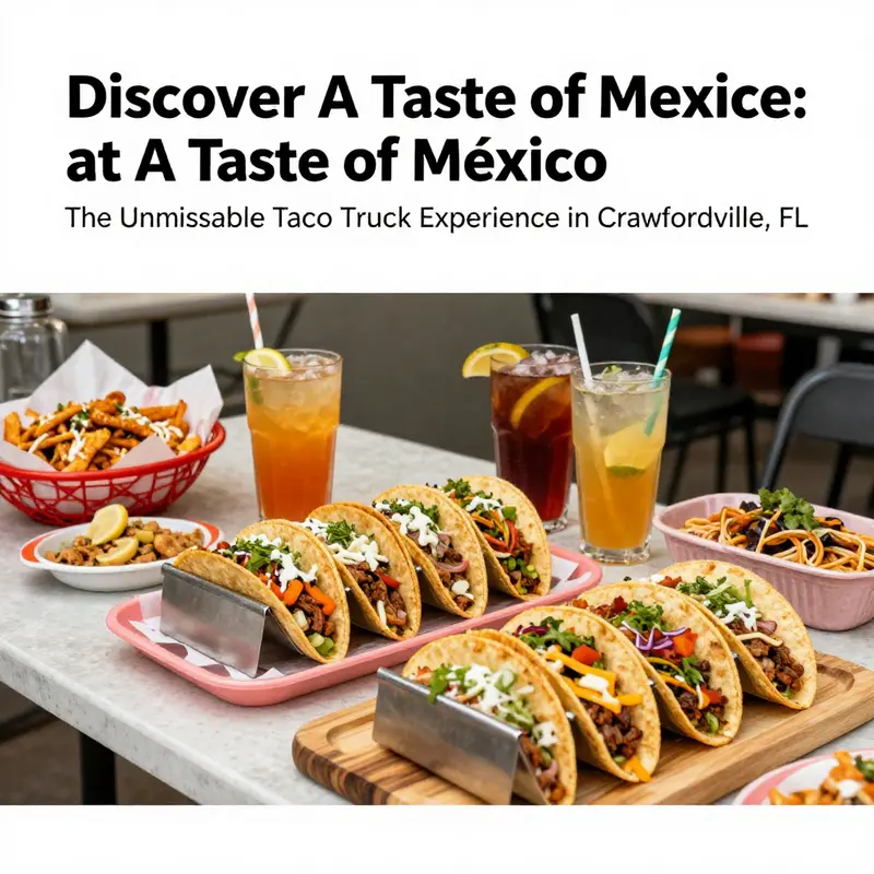 A Taste of Mexico Taco Truck on a sunny day in Crawfordville, attracting customers for a delicious meal.
