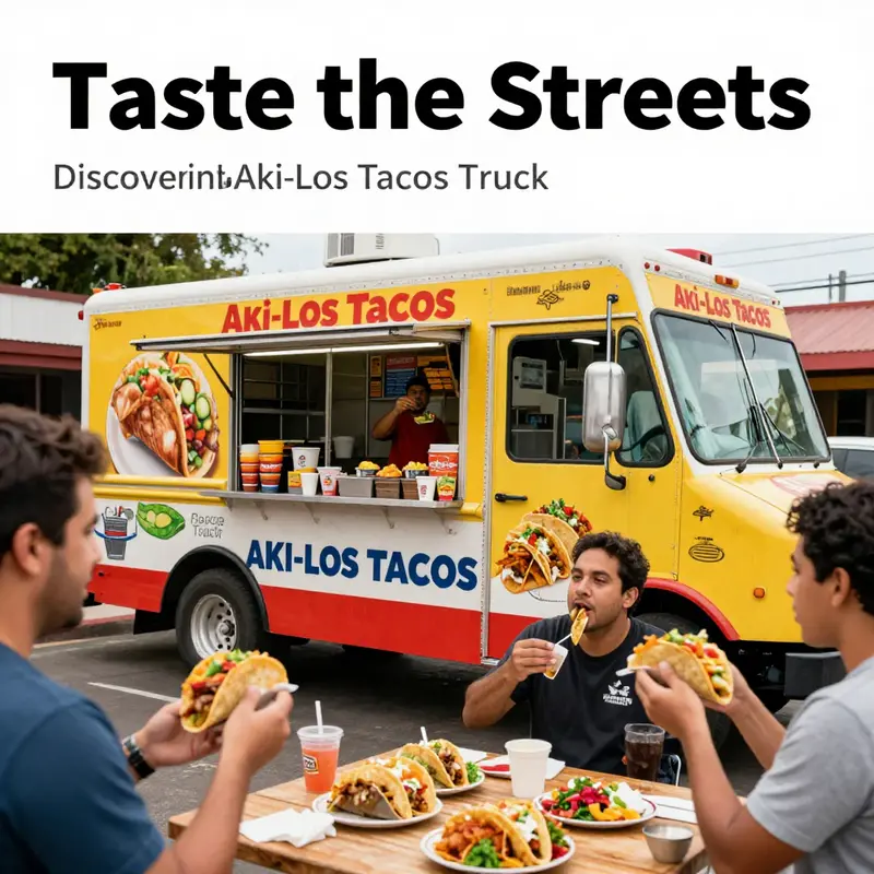 Aki-Los Tacos Truck in a lively setting, highlighting its delicious offerings and community connection.