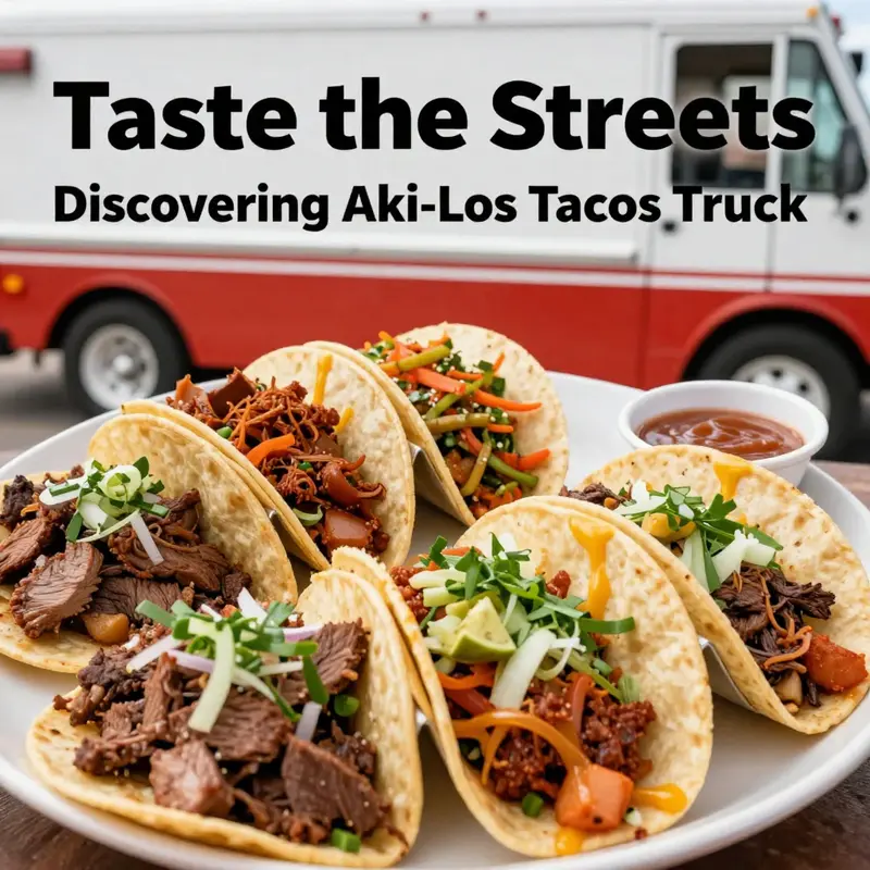 Aki-Los Tacos Truck in action, serving authentic Mexican street food to a delighted crowd.